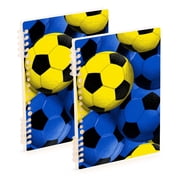 Yellow Blue Soccers Footballs Notebook Detachable Coil Notebook Diary Plan Book A5 Size 60 Pages 1 Pack