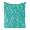 thumbnail image 1 of Yellow and Blue Soft Flannel Fleece Blanket, Classic Floral Twig Leaves Blooms Petals Essence Flowers Design, Cozy Plush for Indoor and Outdoor Use, 50" x 60", Turquoise Pale Yellow, by Ambesonne, 1 of 5