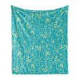 thumbnail image 1 of Yellow and Blue Soft Flannel Fleece Blanket, Classic Floral Twig Leaves Blooms Petals Essence Flowers Design, Cozy Plush for Indoor and Outdoor Use, 50" x 70", Turquoise Pale Yellow, by Ambesonne, 1 of 5