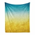 thumbnail image 1 of Yellow and Blue Soft Flannel Fleece Blanket, Surf Waves Ocean Beach Exotic Dreamy Gradient Toned Blurry Landscape, Cozy Plush for Indoor and Outdoor Use, 50" x 70", Sky Blue Yellow, by Ambesonne, 1 of 6