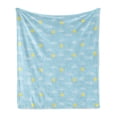 thumbnail image 1 of Yellow and Blue Soft Flannel Fleece Throw Blanket, Clouds Sun Pattern with Vertical Stripes Dots Playroom Design, Cozy Plush for Indoor and Outdoor Use, 50" x 70", Pale Blue Yellow, by Ambesonne, 1 of 6