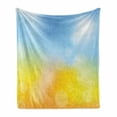 thumbnail image 1 of Yellow and Blue Soft Flannel Fleece Throw Blanket, Gradient Toned Autumn Season Frame in Pastel with Hazy Effects, Cozy Plush for Indoor and Outdoor Use, 60" x 80", Marigold Pale Blue, by Ambesonne, 1 of 6