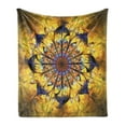 thumbnail image 1 of Yellow and Blue Soft Flannel Fleece Throw Blanket, Mandala with Floral Ornamental Psychedelic Fantasy Rays Pattern, Cozy Plush for Indoor and Outdoor Use, 60" x 80", Multicolor, by Ambesonne, 1 of 6