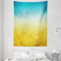 Yellow and Blue Tapestry, Surf Waves Ocean Beach Exotic Dreamy Gradient Toned Blurry Landscape, Wall Hanging for Bedroom Living Room Dorm Decor, 60W X 80L Inches, Sky Blue Yellow, by Ambesonne