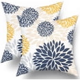 thumbnail image 1 of Yellow and Blue Throw Pillows Covers 16x16 Set of 2, Gray Navy Dahlia Flower Pillow Cushion Cases, Floral Decor Throw Pillows Cover Gifts for Bed Couch Sofa Living Room, 1 of 6