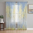 thumbnail image 1 of Yellow Blue Vintage Semi Sheer Window Curtains 84 Inches Long, Modern Abstract Art Oil Paiting Rod Pocket Voile Chiffon Curtain Light Filtering Drapes for Living Room, Kitchen, 52"x84", 2 Panels, 1 of 9