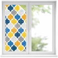 thumbnail image 1 of Yellow Blue Window Privacy Film Moroccan Trellis Retro Abstract Geometric Decorative Glass Window Film UV Blocking Static Cling Non-Adhesive Sticker Covering for Home Door 17.7 x 39.3 inches, 1 of 8