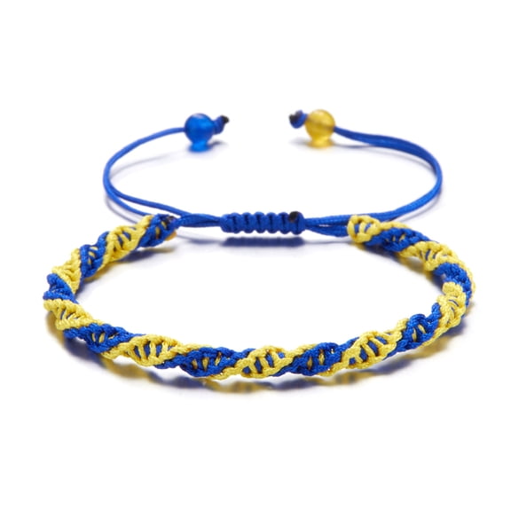 Yellow Blue Wrist Rope Handmade Braided Blue and Yellow Rope Bracelets Yellow Blue Flag Jewelry Unisex