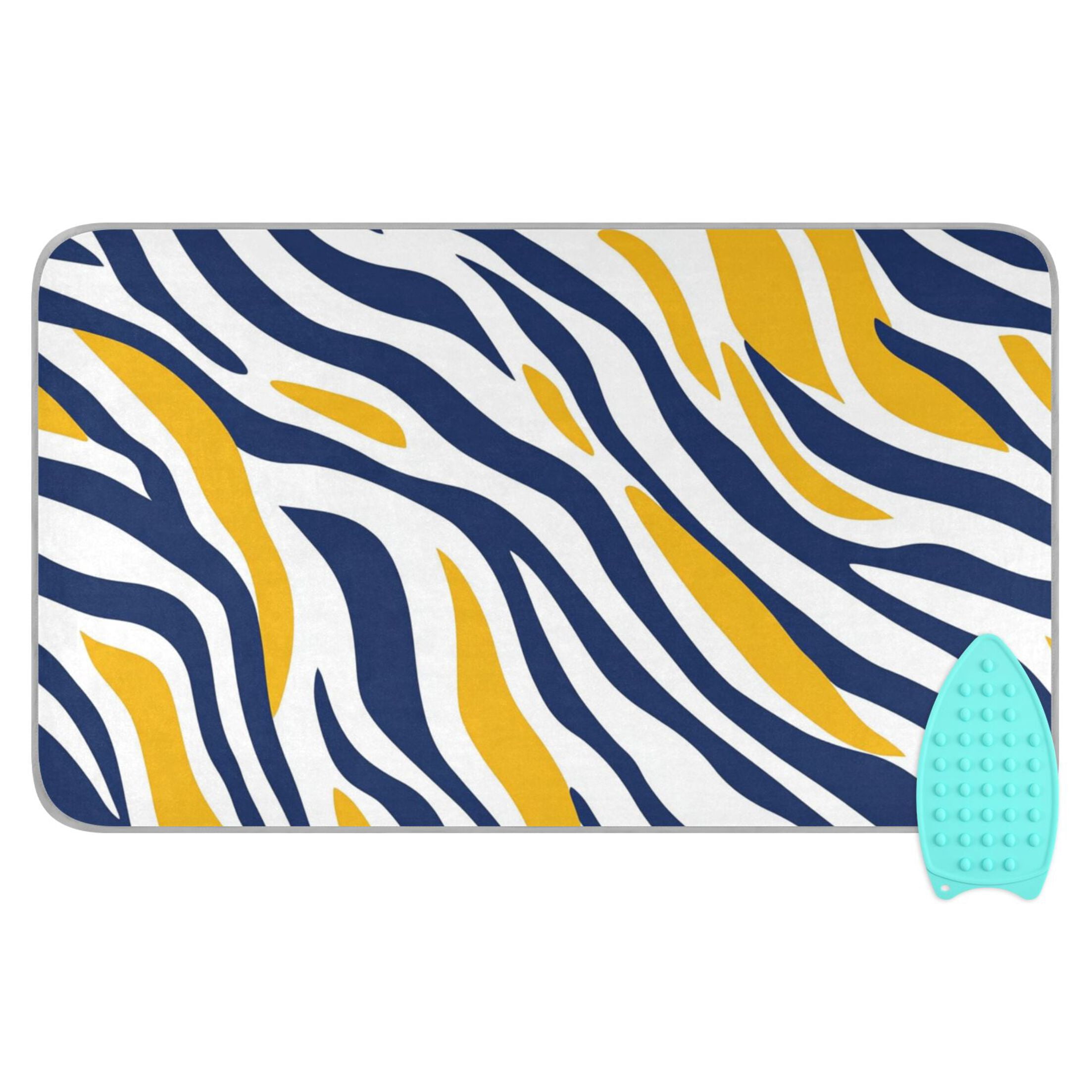 Yellow Blue Zabra Skin Stripes Ironing Mat Blanket Portable Travel Ironing Pad Heat Resistant Pad 47.2" x 27.6”