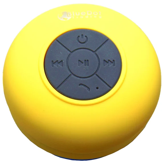Yellow Bluetooth Waterproof Shower Speaker Car Works W/ Android Phones & Tablets