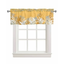 Yellow Boho Floral Linen Curtain Valance for Bedroom/Bathroom/Kitchen/Office/Living/Dining Room Window,Botanical Bohemian Leaves Plant Pocket Topper Drapes Decorative Cafe Drapery Panel 42"x18"
