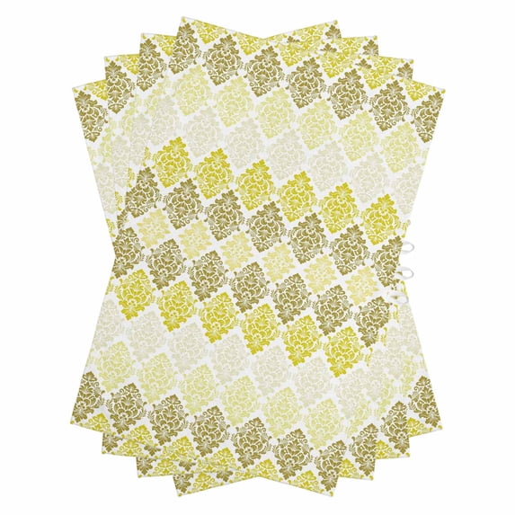 Yellow Boho Flowers Kitchen Towels Set of 4, Water Absorbent Dish Towel, Modern Luxurious Geometric Floral Decorative Hand Towels - Quick Drying Cloth for Cooking Baking, 18x28 Inch