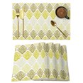 thumbnail image 1 of Yellow Boho Flowers Placemats Set of 12 Modern Luxurious Geometric Floral Place Mats Indoor Wipeable Table Mats Washable Cloth Dining Table Placemats for Kitchen Holiday Party Home Decor 13x19 Inch, 1 of 9