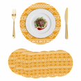 thumbnail image 1 of Yellow Boho Round 15 Inch Placemats Set of 6, Abstract Geometric Bohemia Ethnic Striped HeatResistant Non Slip Place Mats for Dining Table, Wipeable Braided Kitchen Table Mats for Housewarming, 1 of 9