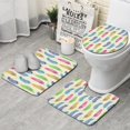thumbnail image 1 of Yellow Boho Tribal Feathers Pattern Bathroom Rugs Sets 3 Piece,Toilet Cover Set,Absorbent Non Slip Bathroom Mats Sets with U-Shaped Contour Rug Toilet Rug Set, 1 of 5