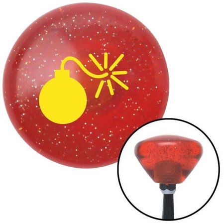 Yellow Bomb with Fuse Lit Orange Retro Metal Flake Shift Knob with M16 x 1.5 Insert