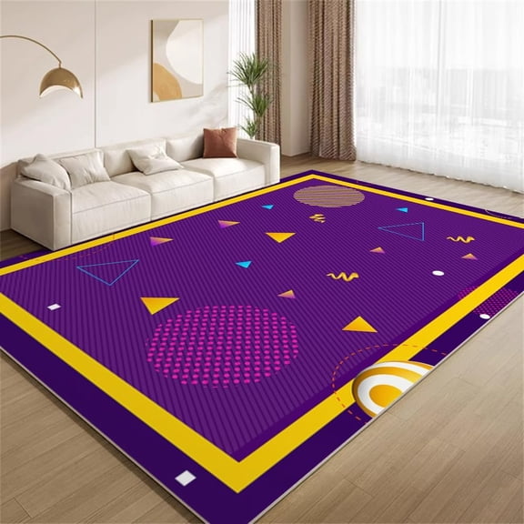 Yellow Border Area Rugs Vintage Purple Arcade Rugs Ultra Soft Non Slip Washable Carpet for Living Room Bedroom Study Office Hallway 2ftx3ft