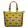 thumbnail image 1 of Yellow Boston Terrier and Flower Travel Tote Bags for Women Carry On,Large Weekender Bags for Women Travel,Multi Functional Duffle Bag for Work,Shopping,Sports, 1 of 5