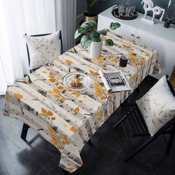 Yellow Botanical Tablecloth Rectangle Table Cloths 54x108 , Waterproof Tablecloth Outdoor Table Cloth, Watercolor Tree Black Modern Retro Washable Table Cover for Kitchen Dining Party