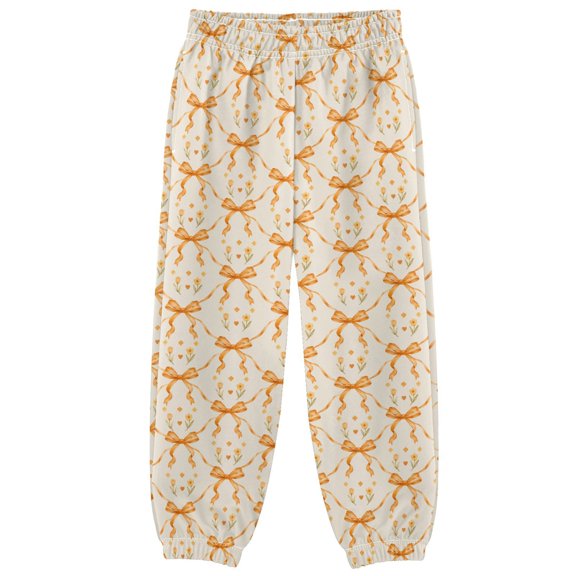 Yellow Bow Floral Prints Boys Pants Kids Casual Sweatpants Joggers Toddler Sports Pants 3-10 Years
