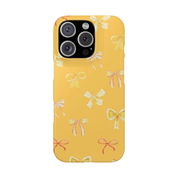 Yellow Bow Pattern Tough Case for Apple iPhone, Protective TPU Liner