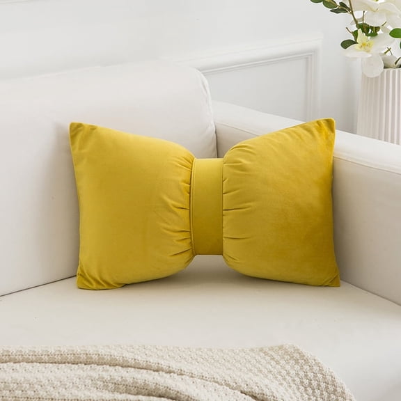 Yellow Bow Shaped Pillow,Soft Throw Pillows Aesthetic Decorative Pillows for Bed Sofa Couch Home Decor30*50cm