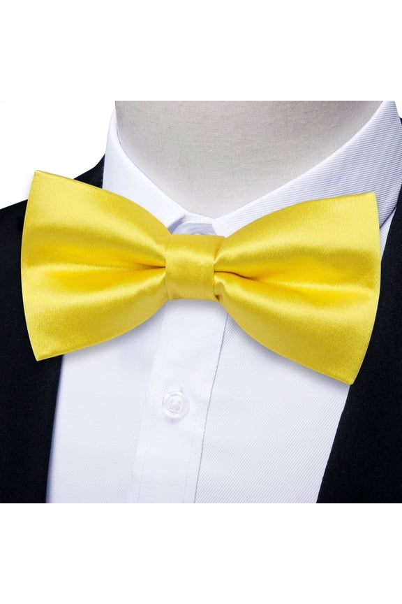 Yellow Bow Ties for Men Pretied Bowties Solid Color Satin Bow Tie Formal Business Tuxedo Adjustable Bowtie Wedding Party
