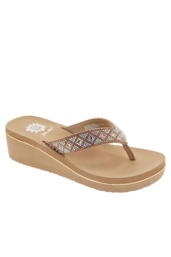 Yellow Box Achillas Platform Wedge Thong Sandal