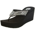 thumbnail image 1 of Yellow Box Glorian Rhinestone Detail Wedge Platform Flip Flops Clear (Black Glorian, 7.5), 1 of 6