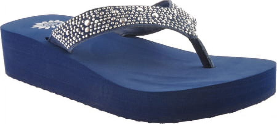Yellow Box Women's Africa Wedge Flip Flops - Leather Sandals With 1.75 Inch Heel