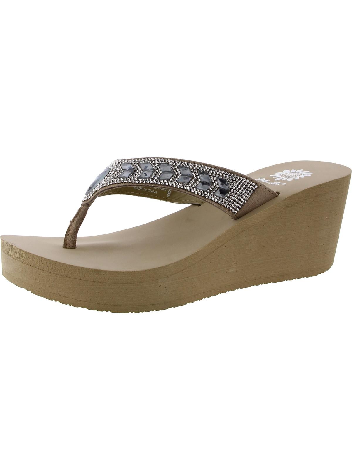 Yellow Box Women's Belmac Rhinestone EVA Wedge Thong Sandals - Walmart.com
