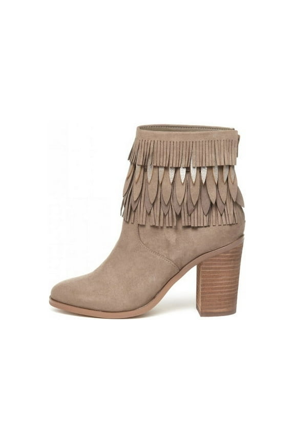 Womens Sunny Fabric Closed Toe Ankle Fashion Boots, Taupe, Size 8.0