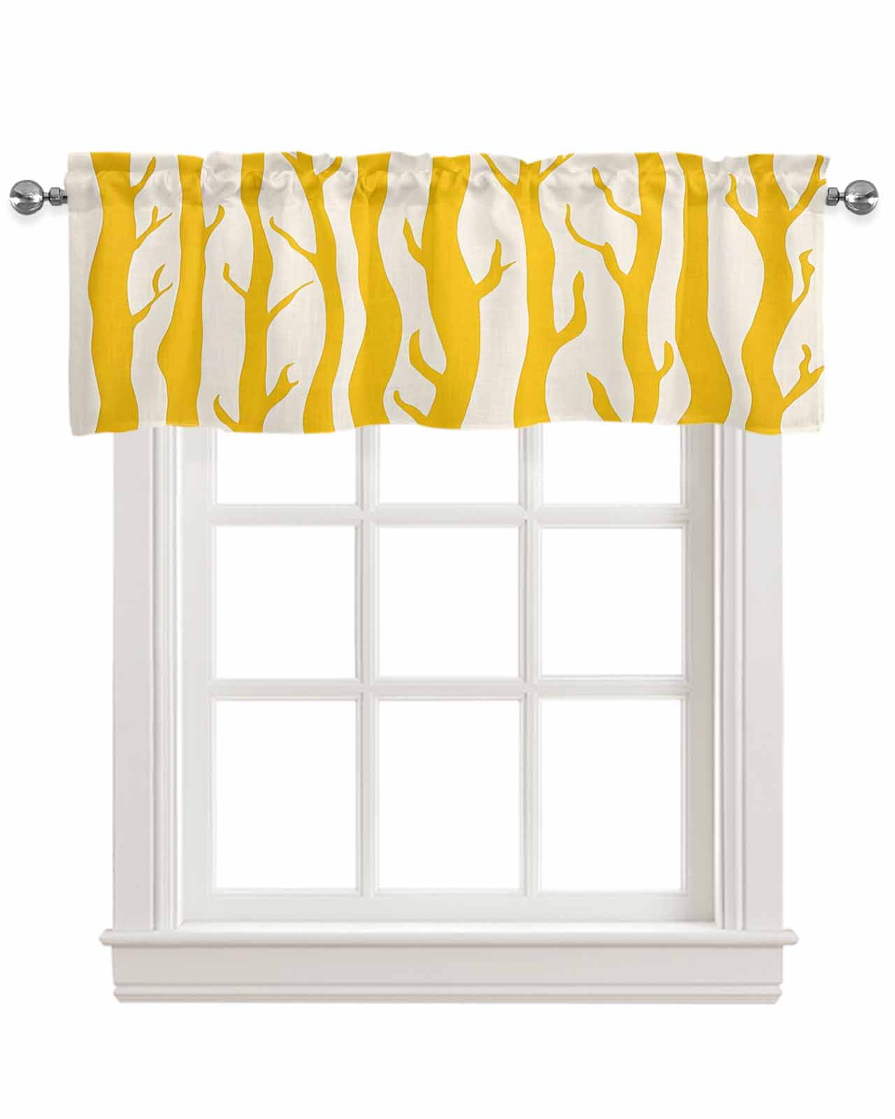 Yellow Branches Kitchen Valances for Windows Farmhouse Linen Window ...