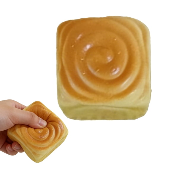 Yellow Bread Stress Toy Soft Slow Rising Squishy Bread Simulation Fidget Toy PU Foam Sensory Stress Relief Toy 1PCS for Kids Adults Anxiety Relief Gift