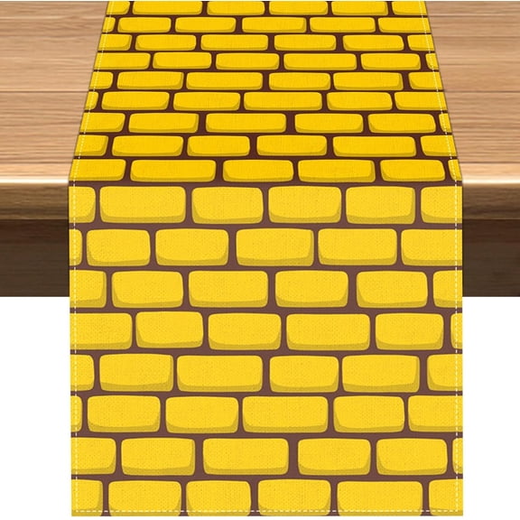 Yellow Brick Road Table Runner Wizard Party Decorations Halloween Princess Birthday Dining Room Home Kitchen Island Decor (13" x 72")