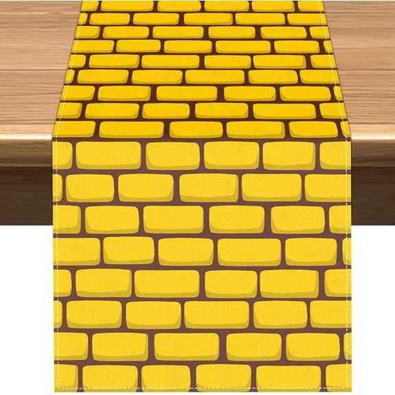 Yellow Brick Road Table Runner Wizard Party Decorations Halloween Princess Birthday Dining Room Home Kitchen Island Decor (13" x 72")