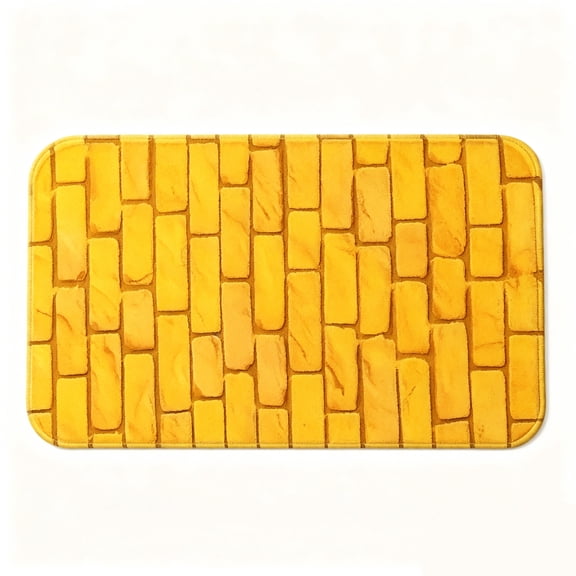 Yellow Brick Wall Floor Mat Classic Wizard Themed Decor Rug