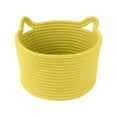 thumbnail image 1 of Yellow Bright Playroom Basket, 9.4 Inch Woven Cotton Rope Bin, 1 Count, Small Storage Organizer For Kids Crayons Small Toys, Colorful Nursery Shelf Decor, Dopamine Style Entryway Catchall, 1 of 6
