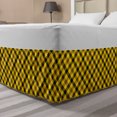 thumbnail image 1 of Yellow Brown Bed Skirt, Continuous Classic Striped Style Diagonal Square Check, Elastic Bedskirt Dust Ruffle Wrap Around for Bedding Decor, 4 Sizes, Mustard Umber, by Ambesonne, 1 of 2