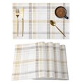 thumbnail image 1 of Yellow Brown Check Placemats Set of 8 Farmhouse Line Buffalo Plaid Place Mats Indoor Wipeable Table Mats Washable Cloth Dining Table Placemats for Kitchen Holiday Party Home Decor 13x19 Inch, 1 of 9