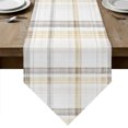 thumbnail image 1 of Yellow Brown Check Table Runner Linen Burlap Table Runner 72 Inches Long Farmhouse Line Buffalo Plaid Dresser Scarves for Kitchen Island Coffee Dining Room Party Wedding Banquet Holiday Decor 13"x72", 1 of 8