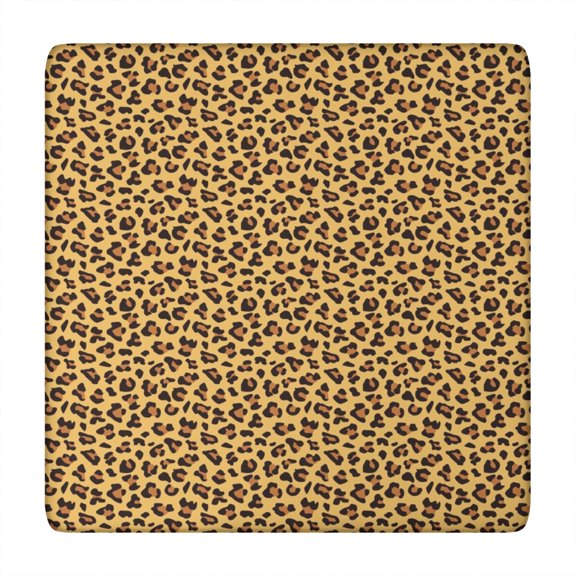Yellow and Brown Of Cheetah Print Square Fitted Tablecloth with Elastic Edge,Square Table Cover,Washable Elastic Table Cover for Home Kitchen Party Decor 34"x34"