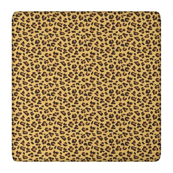 Yellow and Brown Of Cheetah Print Square Fitted Tablecloth with Elastic Edge,Square Table Cover,Washable Elastic Table Cover for Home Kitchen Party Decor 36"x36"