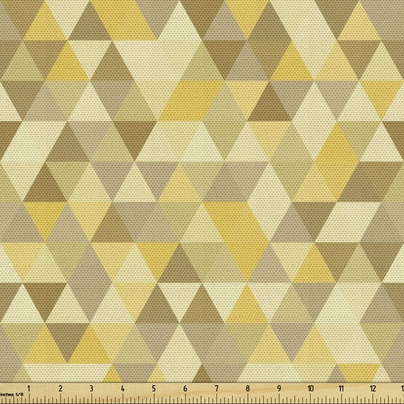 Ambesonne Yellow Brown Fabric by the Yard Upholstery, Monotone Triangles, 5 Yards, Coffee Yellow