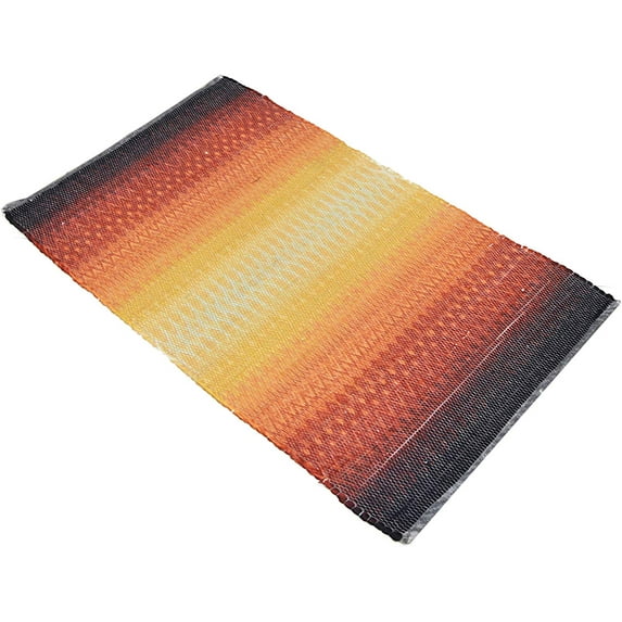 Yellow Brown Geometric Area Rug 27 x 45" - Accent Cotton Rug for Kitchen Entry Door Bathroom Indoor Non Slip Bath Rugs