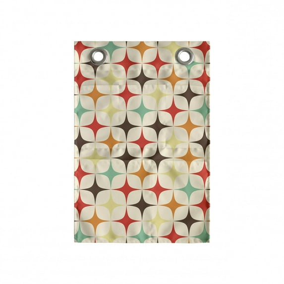 Yellow and Brown Hanging Pocket Organizer, Retro-Themed Geometric with Colorful Stars, Printed Polyester Storage Bag with Pockets, 14" x 20", Orange Champagne