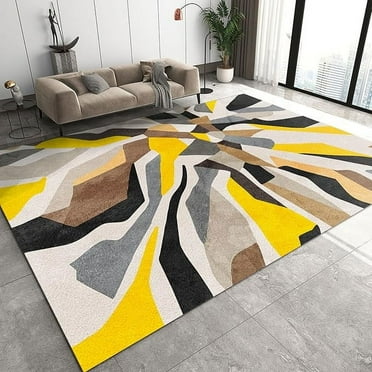 Yellow Brown Irregular Geometric Area Rug, Modern Art Indoor Rugs, Large Non-slip Soft Comfortable Carpet For Living Room Bedroom Office Study Boy Girl Room Decor 5' x 7'
