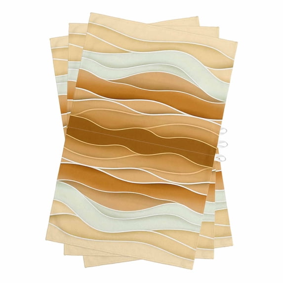 Yellow Brown Kitchen Towels Set of 3, Water Absorbent Dish Towel, Gradient Wave Stripes Modern Geometric Decorative Hand Towels - Quick Drying Cloth for Cooking Baking, 18x28 Inch