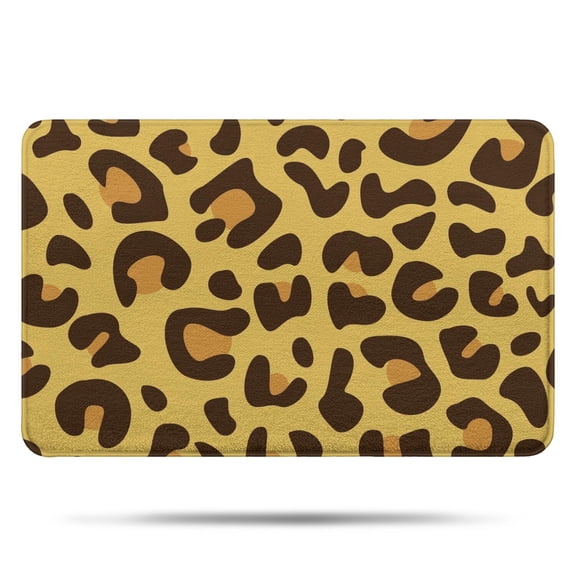 Yellow and Brown Of Leopard Print Bathroom Rugs Mat,Non Slip Microfiber Bathroom Rug,Rubber Backing,Soft Bathroom Mats for Bathroom Floor,Tub and Shower,17x27in(43x68cm)