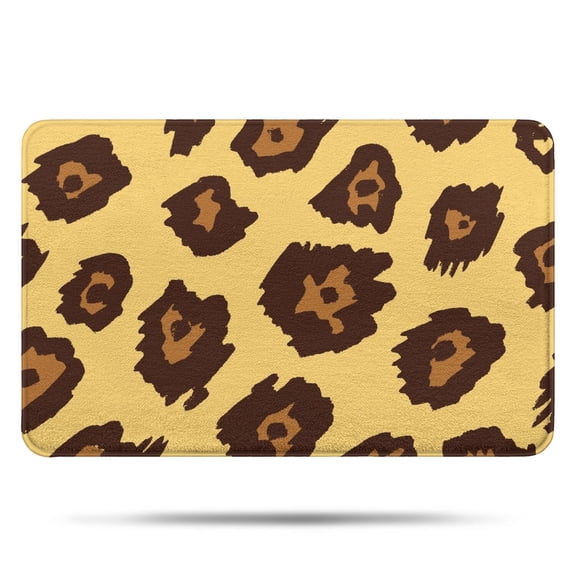 Yellow and Brown Of Leopard Print Bathroom Rugs Mat,Non Slip Microfiber Bathroom Rug,Rubber Backing,Soft Bathroom Mats for Bathroom Floor,Tub and Shower,17x27in(43x68cm)